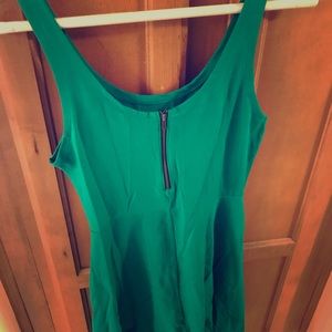EXPRESS Green Zipper Skater Dress